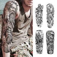 Large Full Arm Sleeve Waterproof Temporary Tattoo Sticker Anubis Egypt Time Eagle Rose Flower Fake Tatoo Body Art Men Women Leg 1