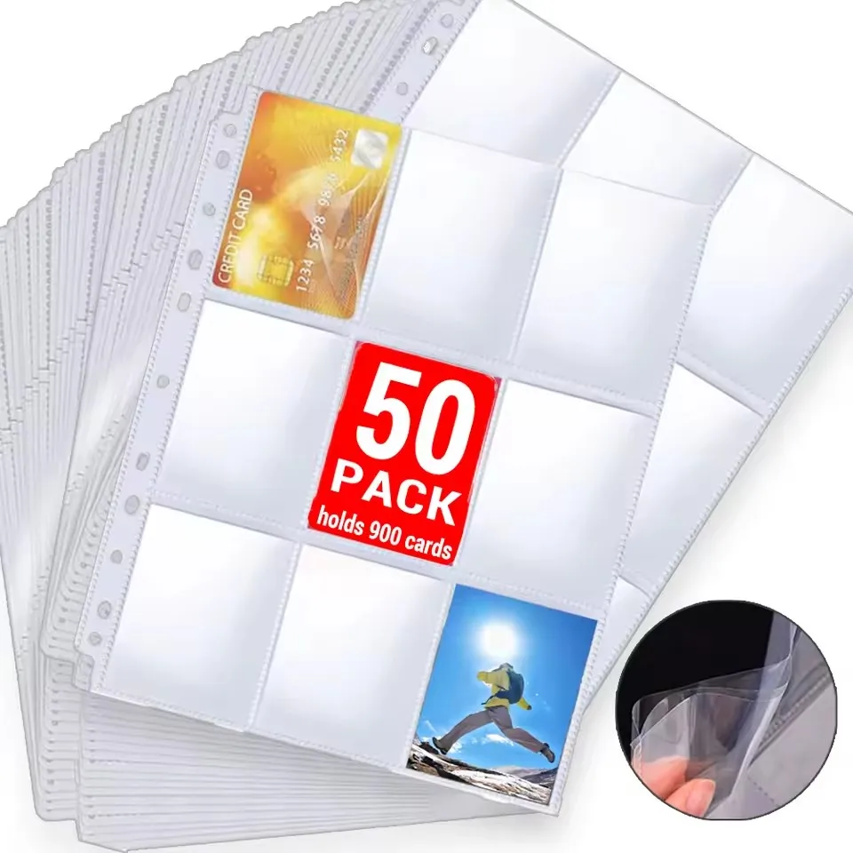 5-50pack A4 Size Double Side 9 Pocket Gaming Card Sleeves Storage Album  Binder Pages ID Collection Holders Idol Photo Albums - AliExpress 21
