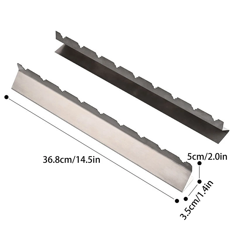 2 PCS Skewer Holder Anti-slip Groove Stainless Steel Heavy Duty Long BBQ Tools Barbecue Grilling Shish Kabob Rack Outdoor Tools