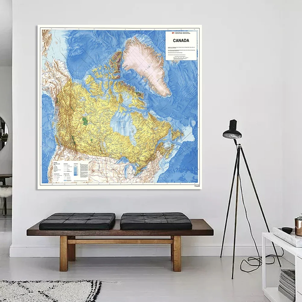 150*150cm 1983 The Canada Political Map Non-woven Canvas Painting Retro Wall Poster Living Room Home Decor School Supplies