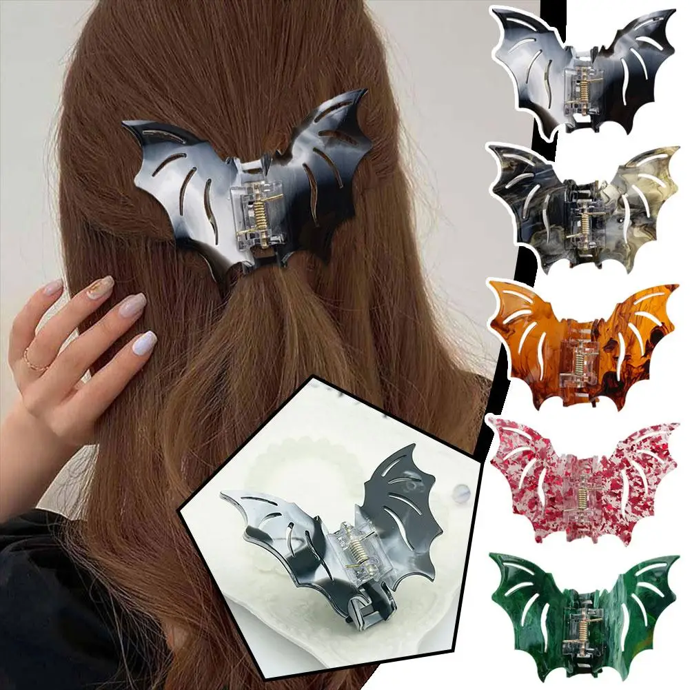 Halloween Style Bat Wing Hair Claw Clip Girls Hair Ponytail Holder Hair Claw Delicate Hair Clip Halloween Holiday Headwear Decor