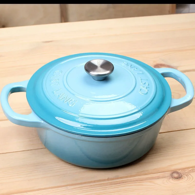 Enameled Cast Iron Dutch Oven-5.5QT Pot with Lid Cookbook & Cotton Potholders Heavy-Duty Cookware for Braising, Roasting