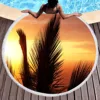 Palm Leaf Round Beach Towel,Superfine Polyester Sand Resistant Beach Blanket,Absorbent Quick Dry Pool Towel Portable Picnic Mat 4