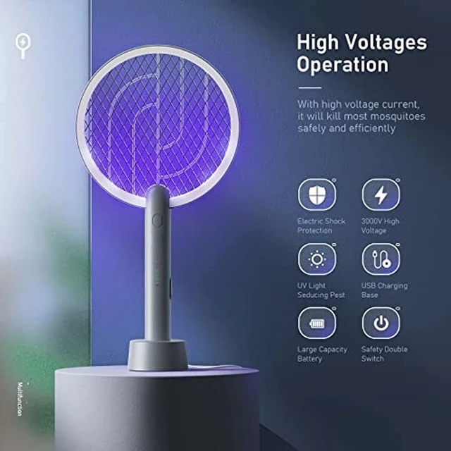 Elektromos Légy Swatter Racket Mosiller 2In1 Smart Bug Zapper Usb Újratölthető Szúnyogok Trap Lámpa Gyilkos 3 Rétegű Háló Otthon - Image 2