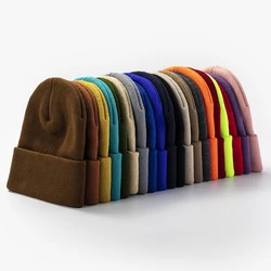 20 Colors New Korean Wool Acrylic Knitted Beanies Caps Women Men Skullcap Autumn Spring Elastic Skullies Beanies Cap Wholesale