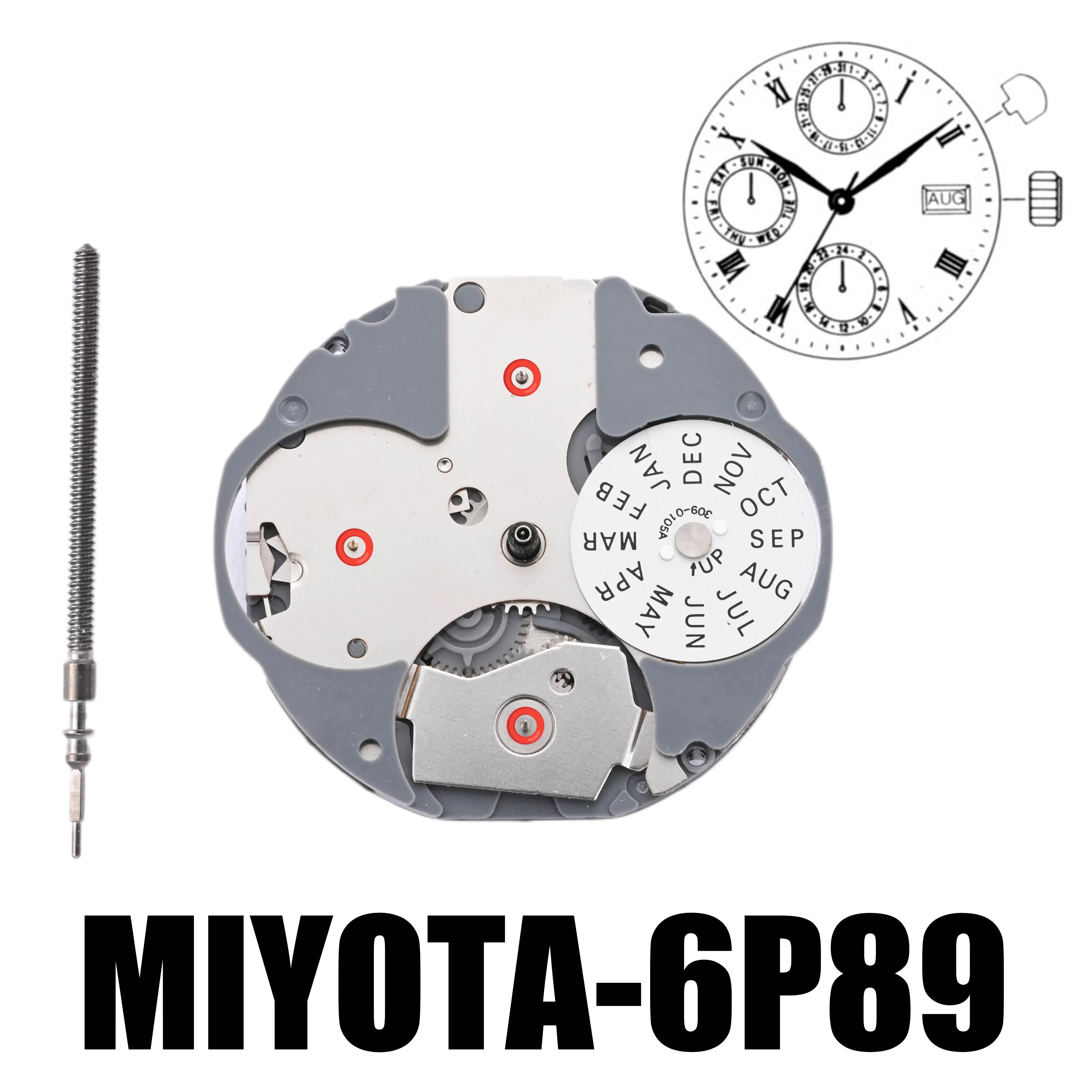 

Miyota 6P89 momvent 10 1/2 Ligne, Multi-Function, 3 Hands - Japan Quartz Movement