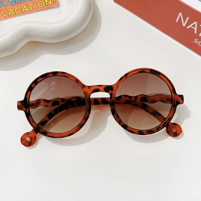 2021 Boy Girl Cute Cartoon Bear Shape Fashion Round Sunglasses Children Vintage Sunglasses UV Protection Classic Kids Eyewear leopard