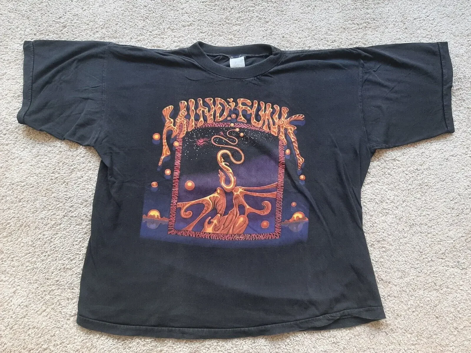 

Винтажная Футболка MINDFUNK 1991, футболка XL EU Tour LP Funk, Металлическая черная футболка с длинным или коротким рукавом