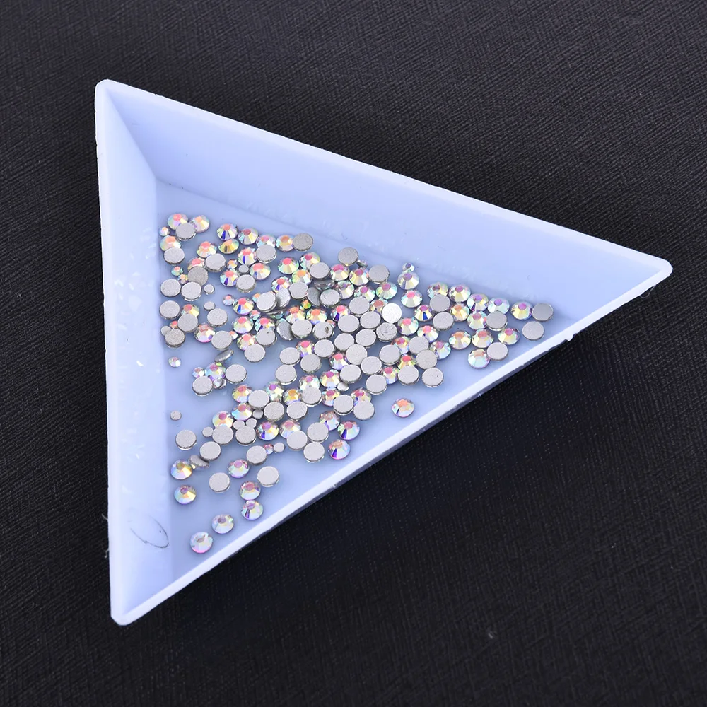 Nail Art Tools Triangle Plastic Rhinestone Storage Box Plate Tray Holder Container Jewelry Glitter Cup DIY Decoration Dotting