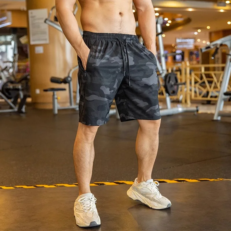 

Шорты мужские камуфляжные для баскетбола, спортивные Бермуды для бега, фитнеса, сухая посадка, с карманами на молнии, повседневная спортивная одежда для спортзала