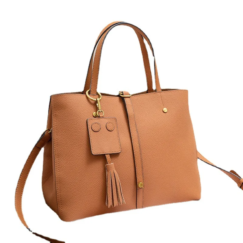 Tote Bag Crossbody Shoulder Y2k Women's New Style Genuine Leather Head Layer Cowhide Versatile Underarm Large Capacity Retro