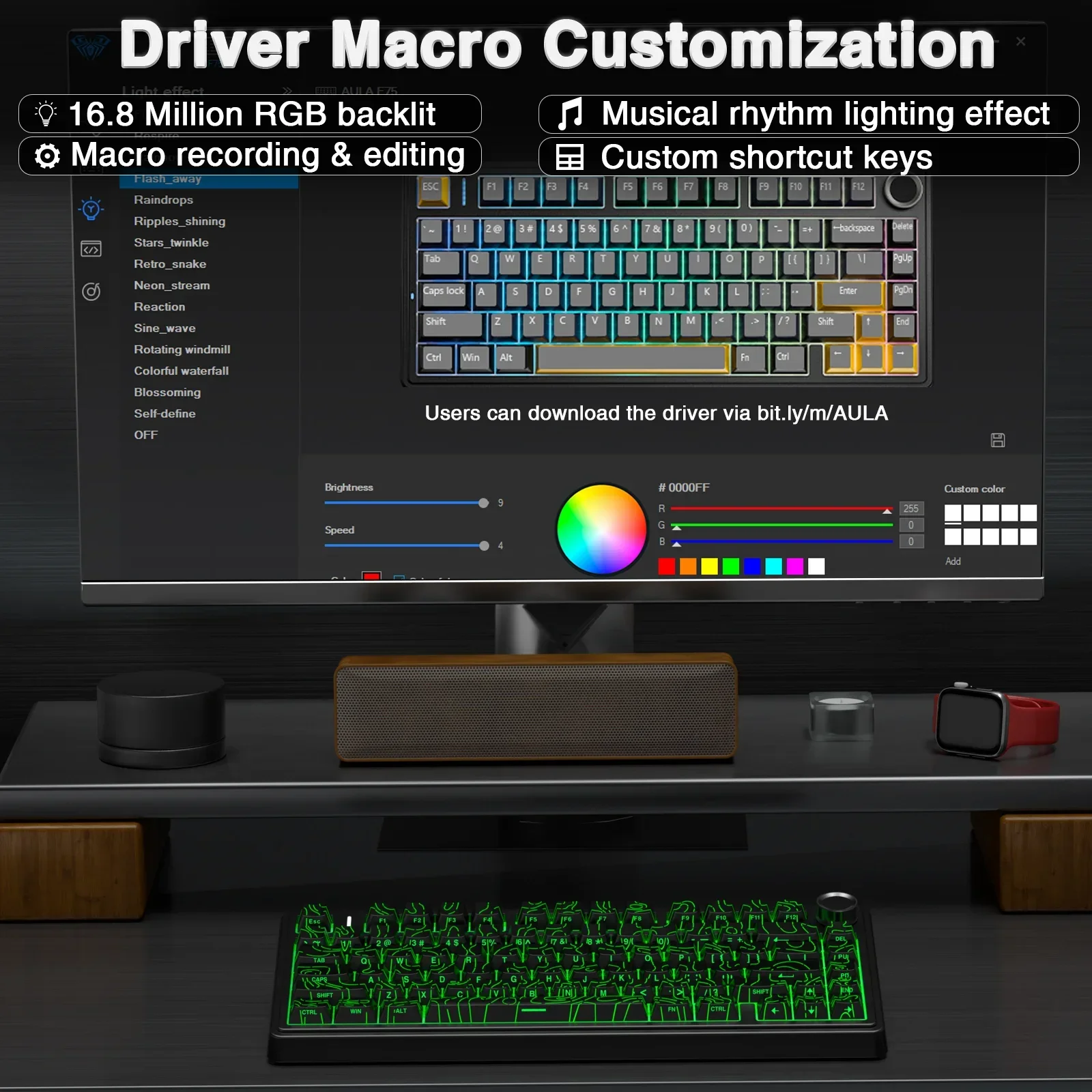 لوحة مفاتيح ميكانيكية لاسلكية AULA F75 بحجم 75% مع...