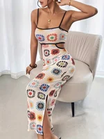Robe moulante élégante à imprimé floral sans dos pour femme, robe sans manches 3