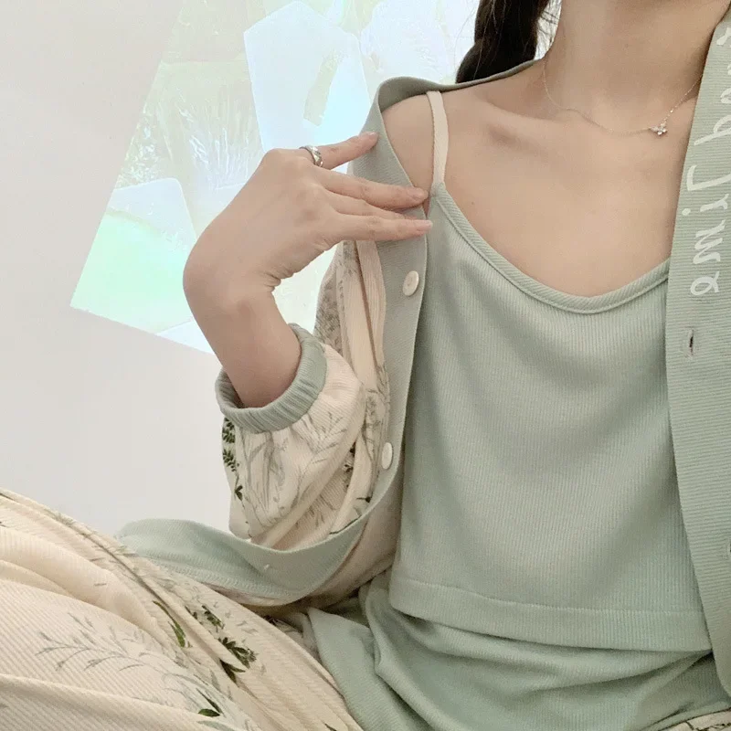 Maternity Feeding Nightie Tops Pant 3Pcs/Sets Sleepwear Nursing Clothing Pregnancy Maternity Pajamas Pregnant  Lounge Sleep