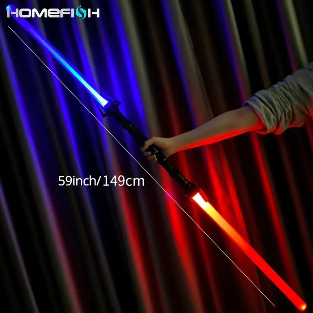 Lightsaber Toy Silent 2PCS 2-in-1 Laser Sword Red and Blue Double Saber Transformation Children's Gift Cosplay Weapon Boy Toy
