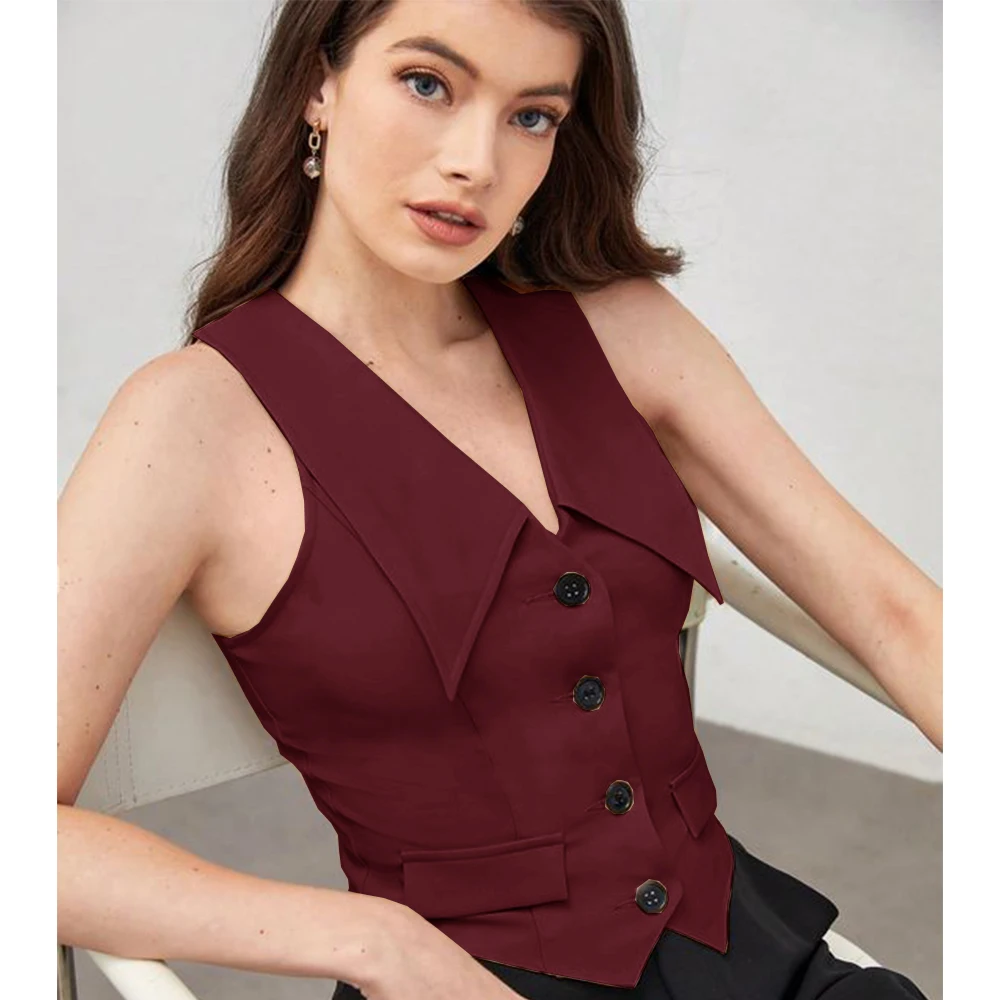 Vests for Women Vest Women's Suit Vest Single-breasted Casual Fashion Vest Elegant Slim Fit Outer Work Wear Summer Coats Jackets
