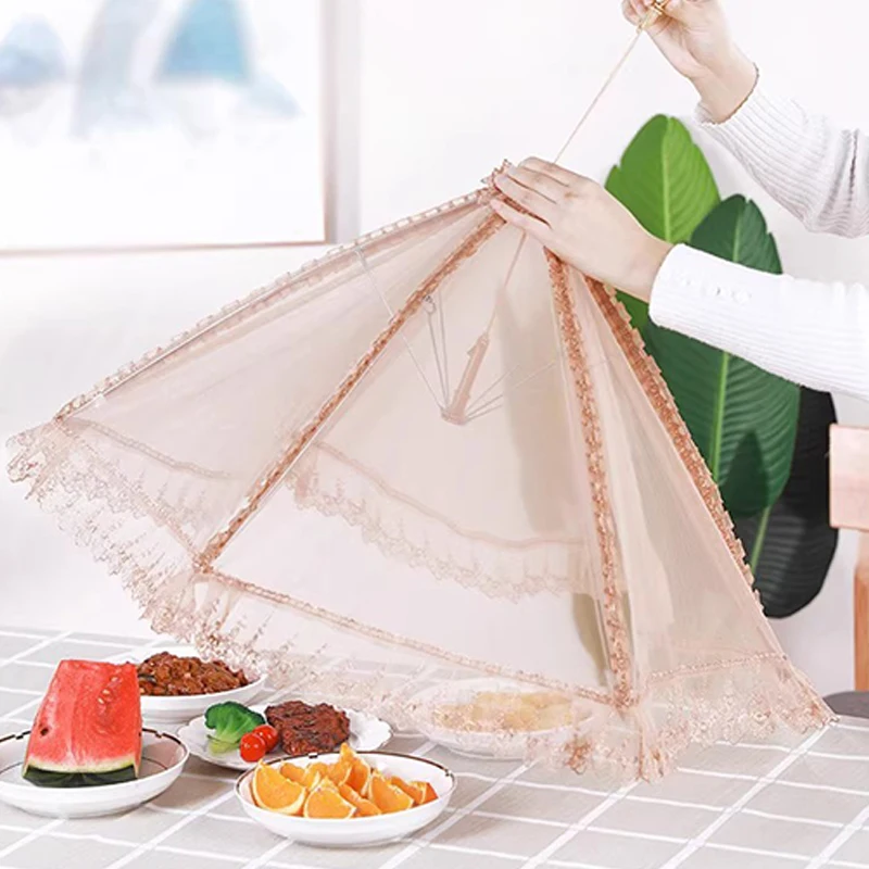 Foldable Breathable Dining Net Cover Dining Table Cover Food Dustproof Insect-proof Vegetable Fruit Umbrella
