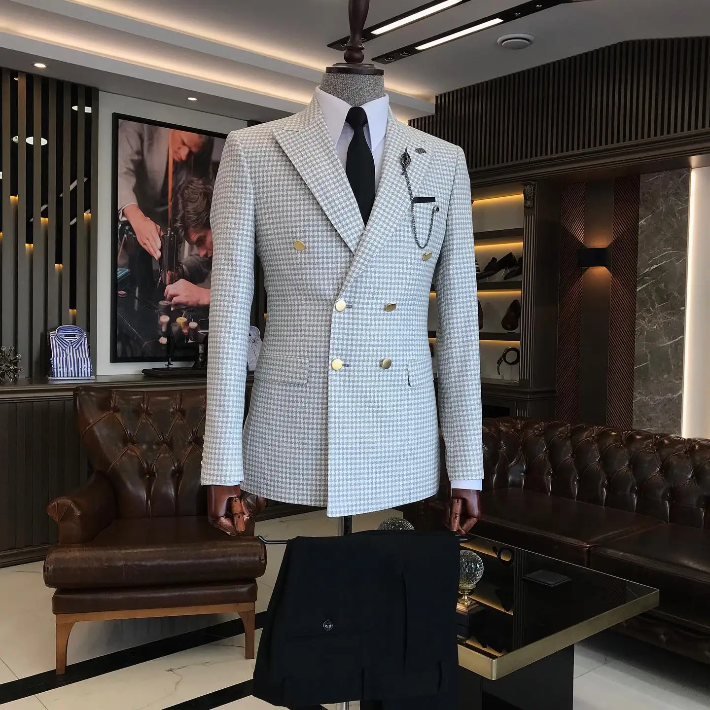 Costumes pied-de-poule pour hommes