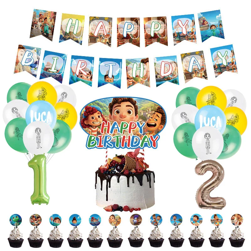 

Cartoon Luca Themed Birthday Party Decorations Paper Cup Disposable Tableware Baby Shower Supplies Kid Gift Party Supplies