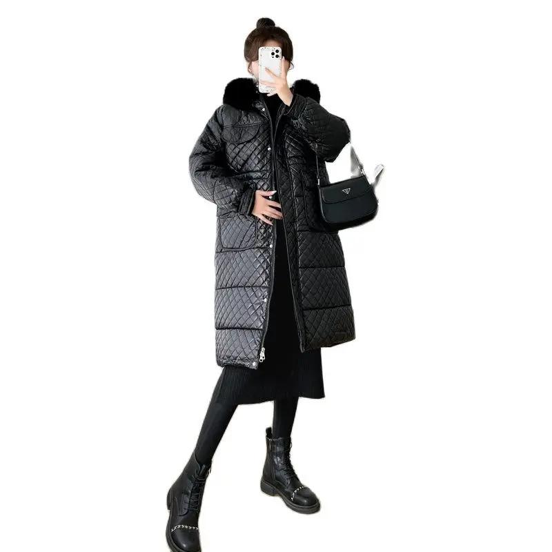 Long Loose Fuzzy Fur Hooded Maternity Coats with Pockets Plus Size Pregnant Women's Outwear Fashion Pregnancy Jackets Down Coat