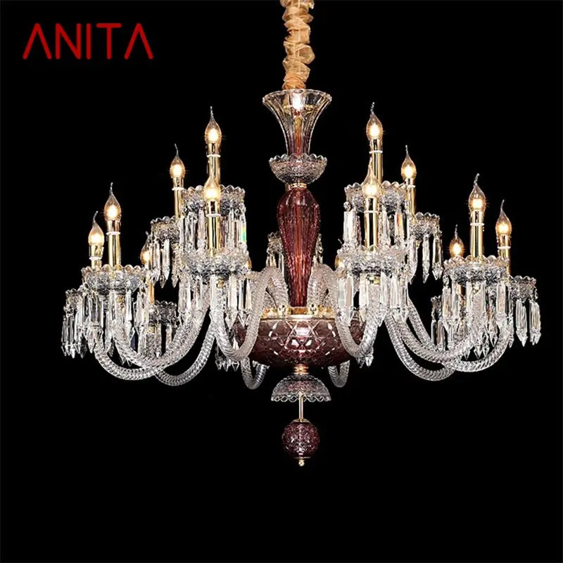 

TEMAR European Style Chandelier LED Hanging Pendant Candle Crystal Lights Luxury Fixtures for Home Living Room