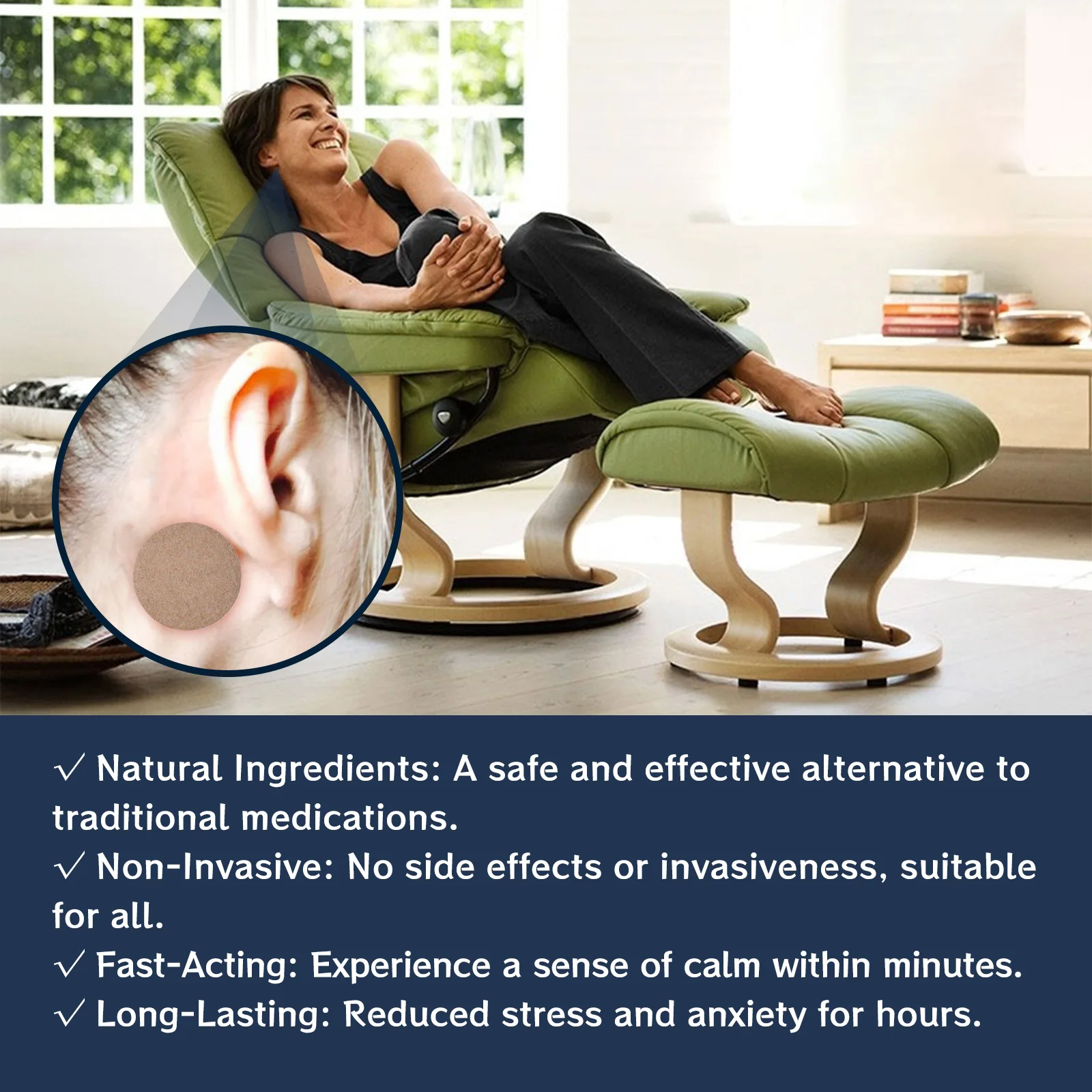 Brain Relax Patch Stress Anxious Relief Anti Headache Dizziness Neurasthenia Soothing Aid Sleep Body Relaxing Ear Acupoint Patch