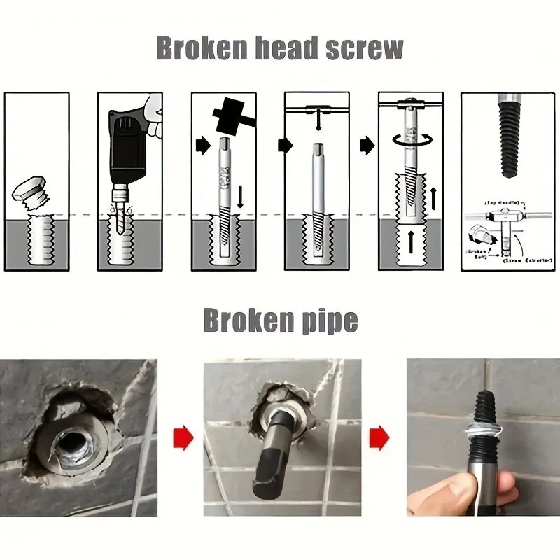Screw Extractor Metal Drill Bit Set 5/6pcs Damaged Screws Remover Extractor Woodworking Tools Broken Bolt Water Pipe