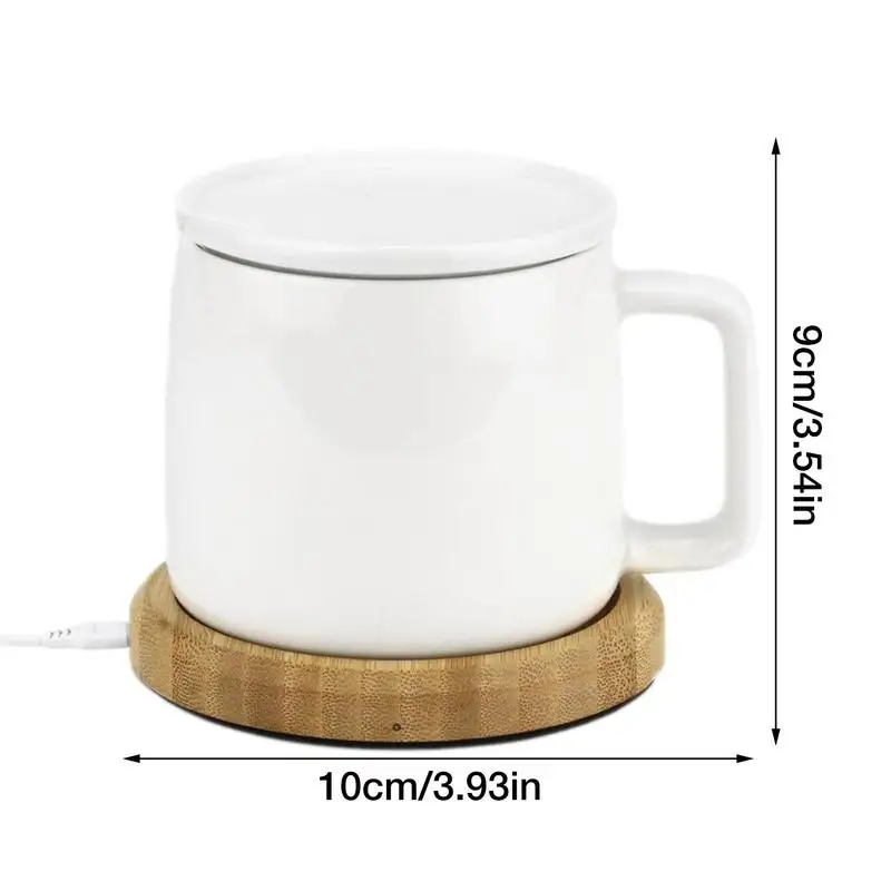 Coffee Mug Warmer Set, Electric USB Mug Cup Warmer with Flat Bottom Mug/Bamboo  Lid/Spoon for Desk Office Home Use - Green(with Mug) in 2023