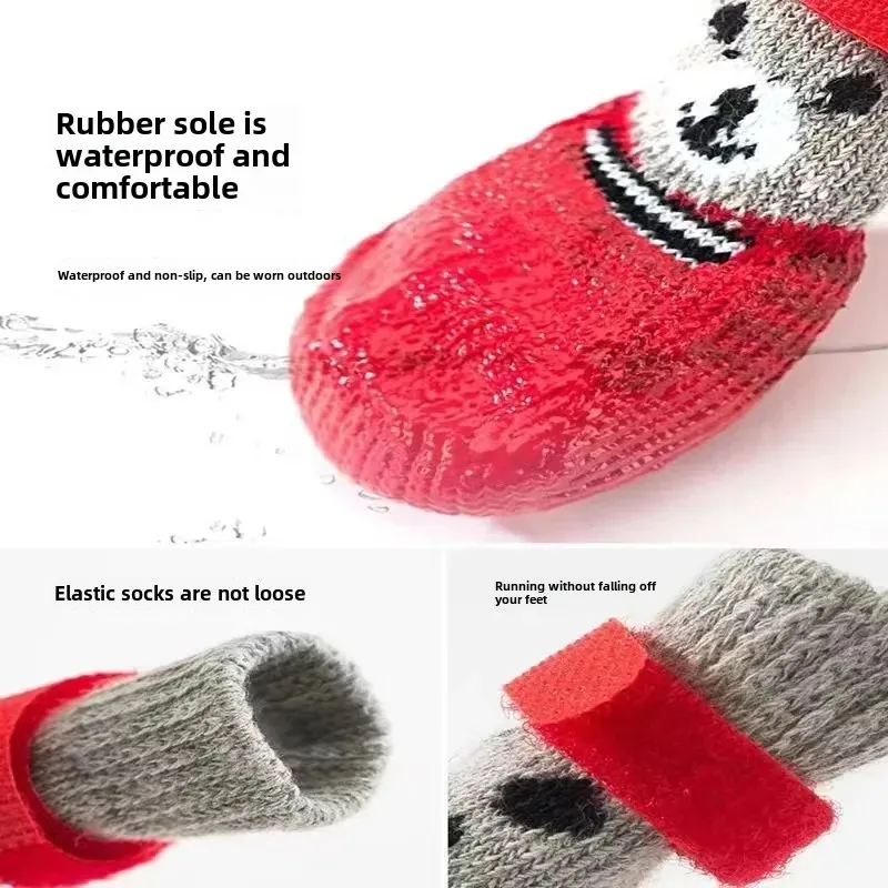 Dog Socks Pet Shoes Dog Socks Small Size Dogs Thai Winter Warm Waterproof Non-slip Teddy Shoe Covers Cat Socks Anti-scratch Pet Supplies