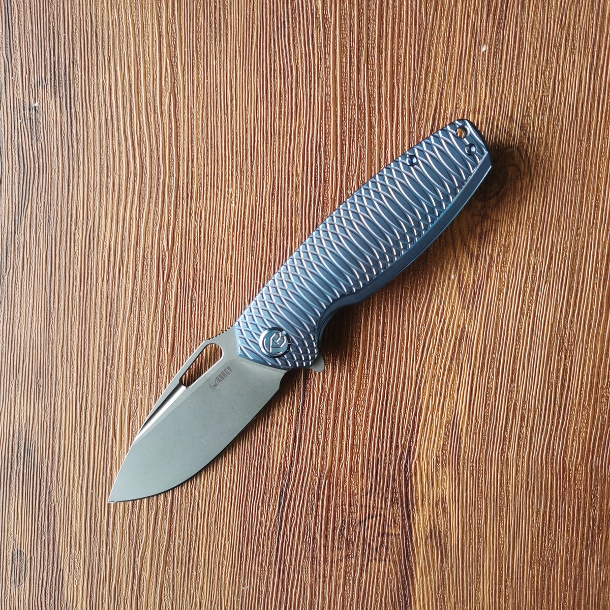 Kubey Knife KB360 Folding Knife 6AL4V Titanium Handle Stonewashed