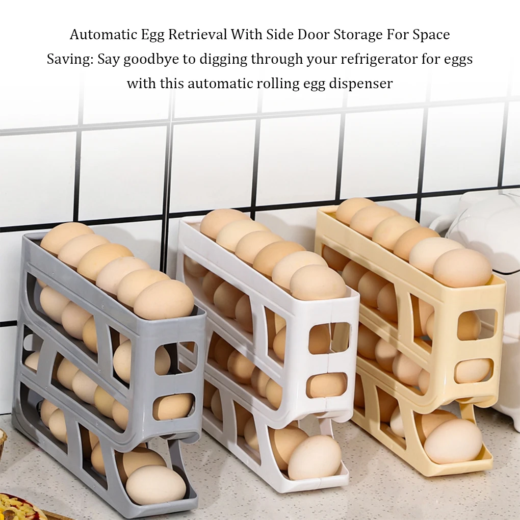 ABS Refrigerator Side Door Storage Box Automatic Egg Dispenser For Automatic Rolling Egg Dispenser Gray 4-layer 5