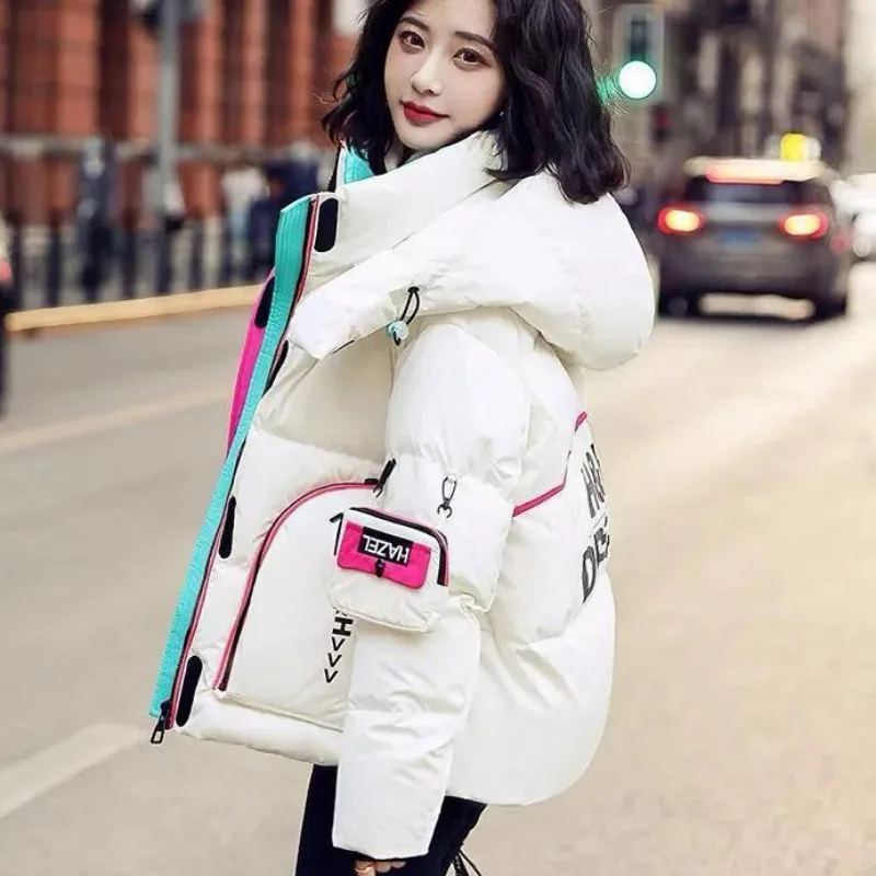 2023 New Women Down Cotton Coat Winter Jacket Female Keep Warm Thick Parkas Loose Outwear Dry Cleaning Fashion Hooded Overcoat