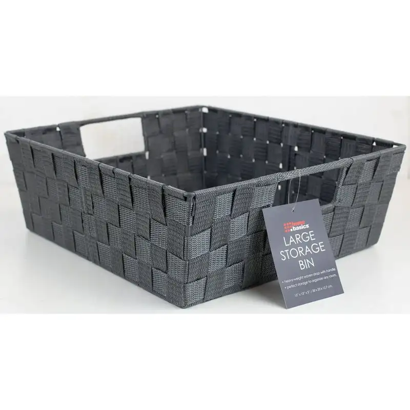 

Woven Strap Open Bin, Grey