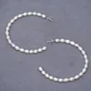 Solid 925 sterling silver stud 4 mm natural freshwater pearl big loop earrings hoop 2