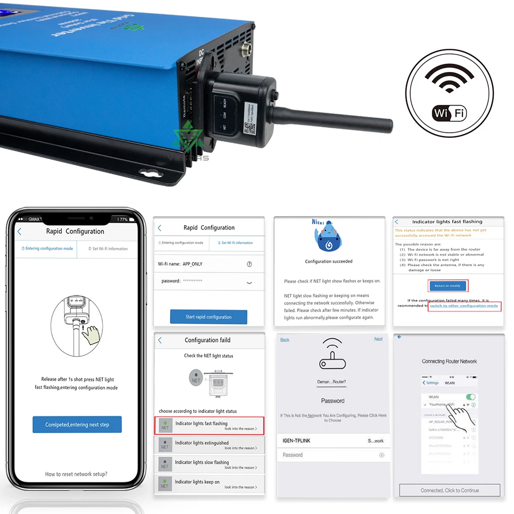 MPPT 1000W Grid Tie 3 Phrase Inverter Wind Power Microinverter Pure Sine Wave with limiter for 24V 48V AC wind turbine generator