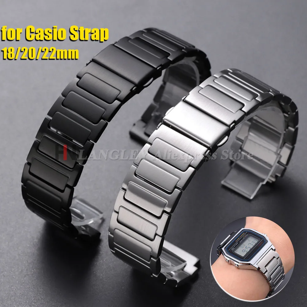 Premium Stainless Steel Smartwatch Strap - Sporty Silver & Black Bracelet with Folding Buckle