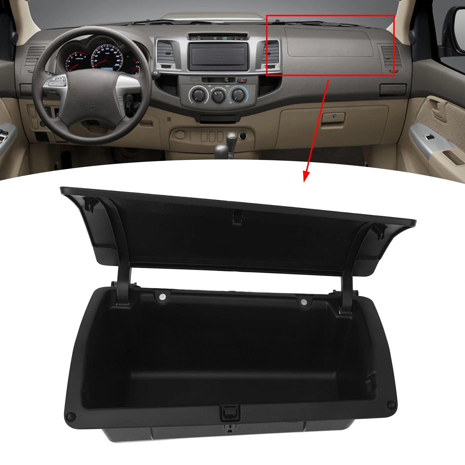 

LHD Dashboard Interior Storage Box 55042 0K020 Stylish Dashboard Interior Organizer Box Replacement For Toyota Hilux Vigo Black