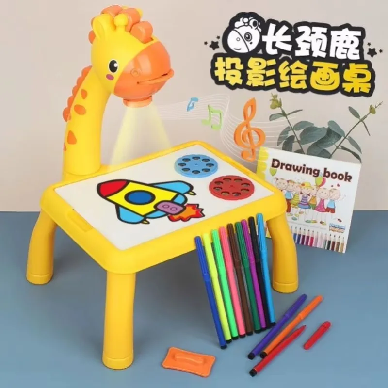 Children Painting Board Desk Led Projector Art Drawing Learning Table Educational Toys Kids Drawing Projector Toy