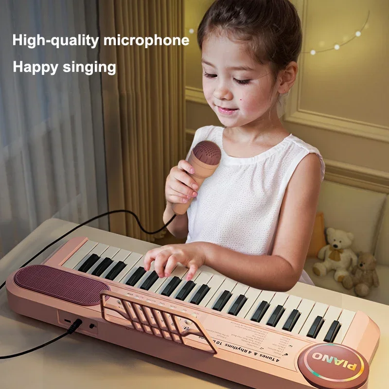 37 Keys Piano Keyboard Children's Multifunctional Electronic Piano with Microphone Children's Early Education Educational Toys