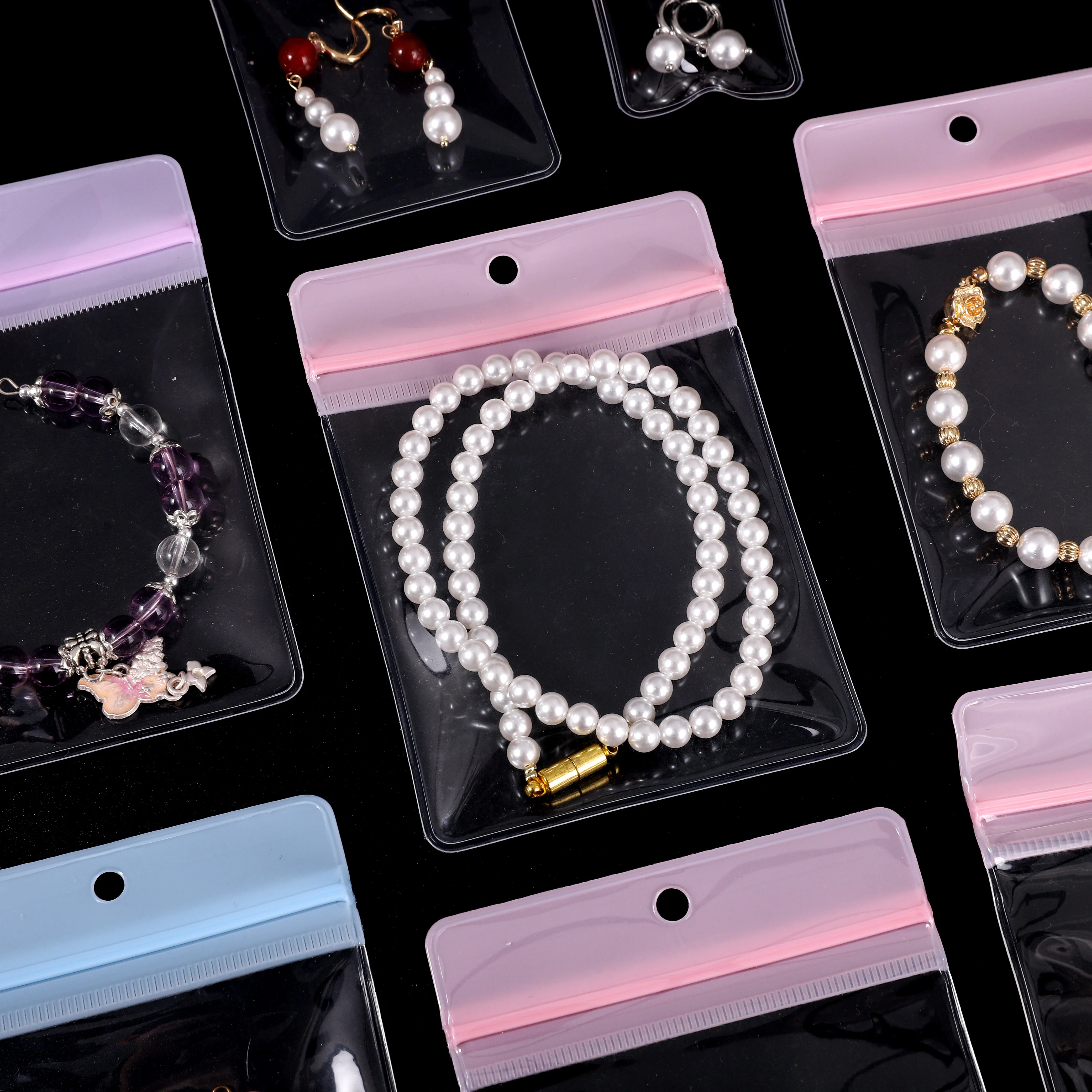 10Pcs Multi Size EVA Hang Hole Self Seal Packaging Bags Jewelry Organizer For Earrings Bracelet Storage Display Gift Packaging