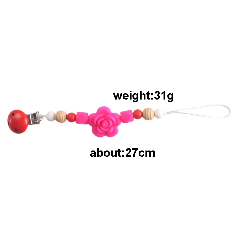 Flower Baby Pacifier Clip Chain Silicone Newborn Dummy Nipple Clips BPA Free Teething Toys Soother Pendant Chain