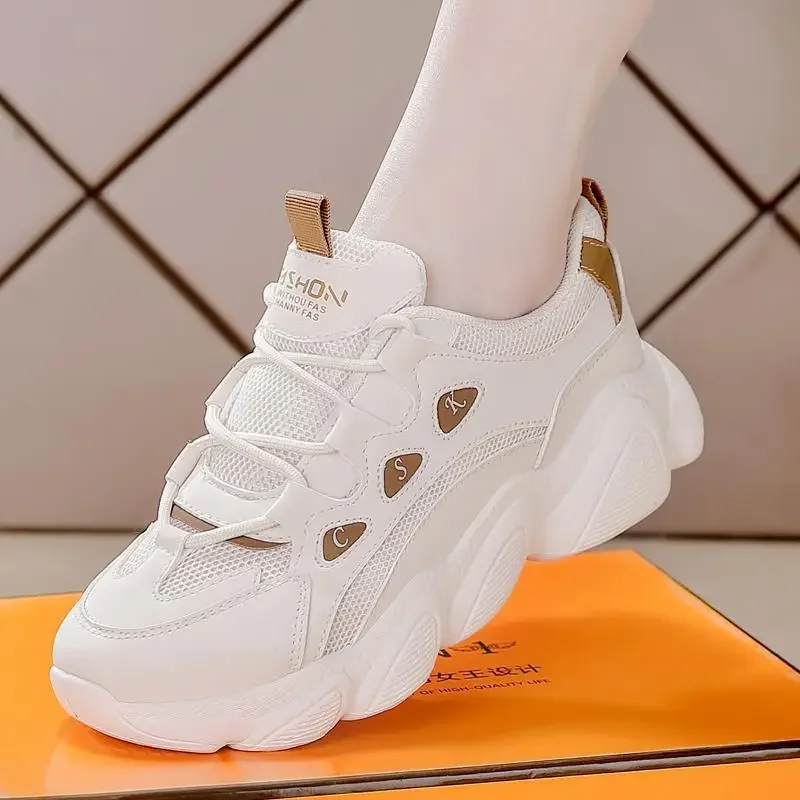 

Dad Shoes Women's 2024 Spring and Summer New European Goods Thick Bottom Breathable Tenis Color Matching Running Sports