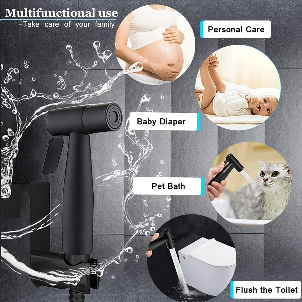 Black Toilet Bidet Faucet Sprayer Set Toilet Hand Spray Stainless Steel Bidet Spray Set Sprayer Cleaning Shower