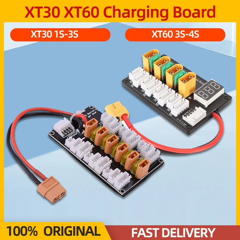 Carte de charge parallèle XT30 XT60 pour LiPo RC avec ports XT60 et XT30, vue de dessus