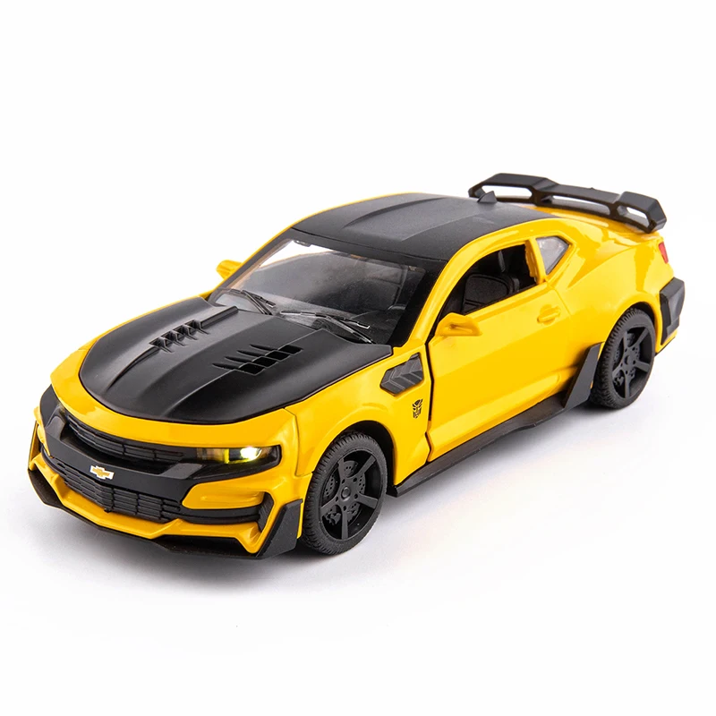 1/32 Scale Simulation Chevrolet Camaro Alloy Die-casting Sports Cars Sound And Light Pull Back Model Kids Toys 1 24 scale simulation bmw m8 thunder edition alloy die casting car model pull back sound and light music kids toys