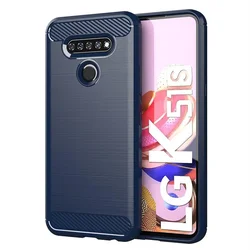 Sleek Carbon Fiber Texture TPU Shockproof Protective Case for LG V50 ThinQ (Blue)