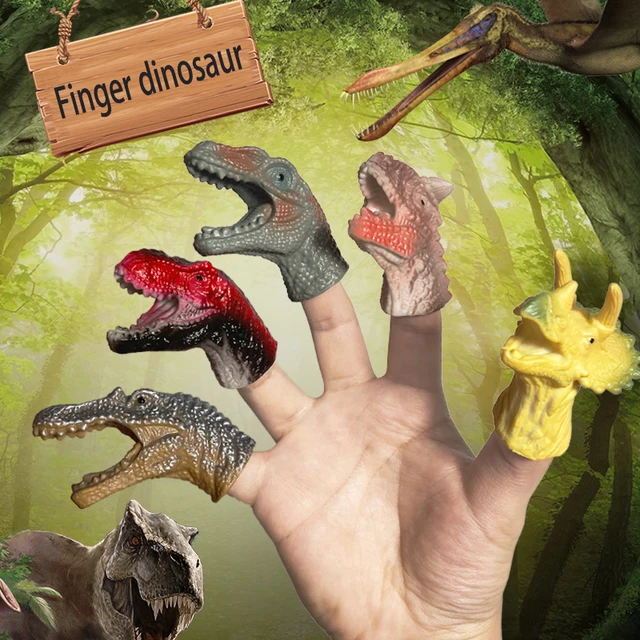5pcs Finger Dinosaur Puppet Toys Battle Role Play Toy Velociraptor Mini Hand Animal Model Doll Soft Rubber Gloves Gifts for Boys 1
