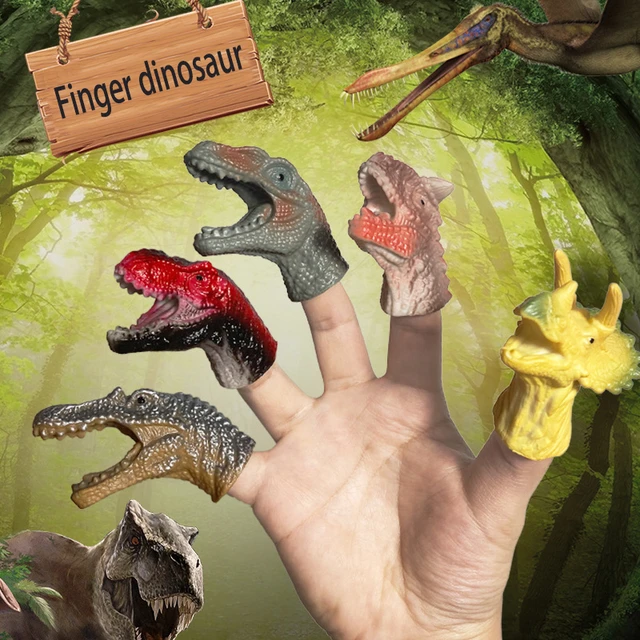 5pcs Finger Dinosaur Puppet Toys Battle Role Play Toy Velociraptor Mini  Hand Animal Model Doll Soft