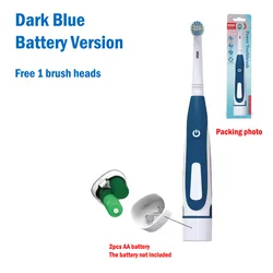 Electric Toothbrush with Soft Bristle Rotation and Gum Care for Enhanced Teeth Whitening (Dark blue 1 head)