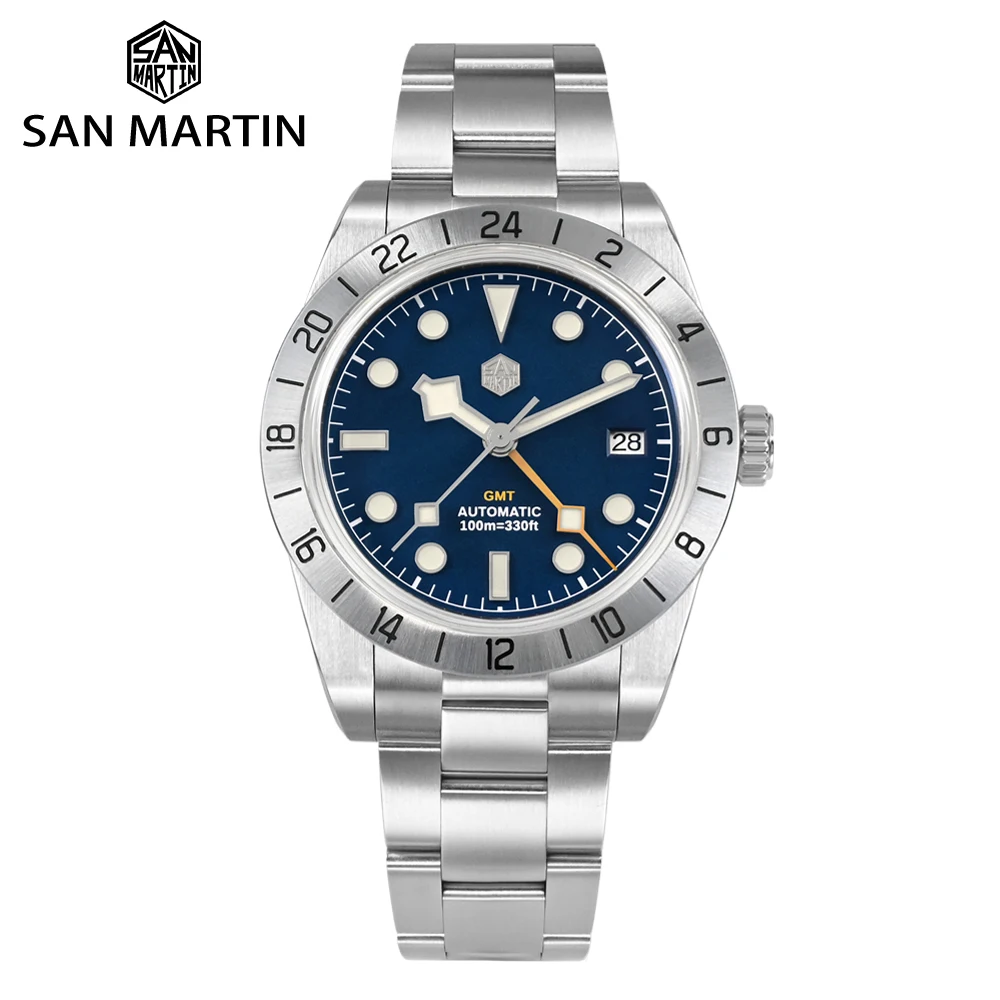 San Martin nový NH34 39mm BB GMT barva ciferník luxusní pánské hodinky pro muži krám automatický mechanická hodinky safír datle BGW9